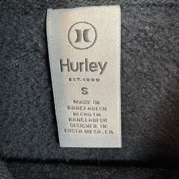 Hurley Black with gray and white screen print sweatshirt with hood Size Small - Picture 3 of 11